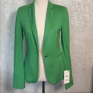 ZARA Green Knit One Button Blazer Size Small NWT